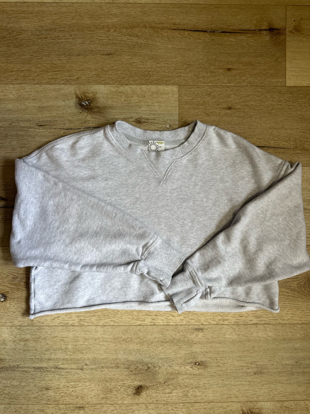 Aerie Offline Light Heather Gray Cropped Crewneck Sweatshirt